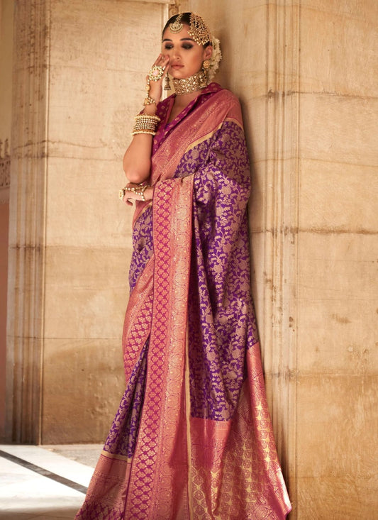 Purple Banarasi Silk Saree