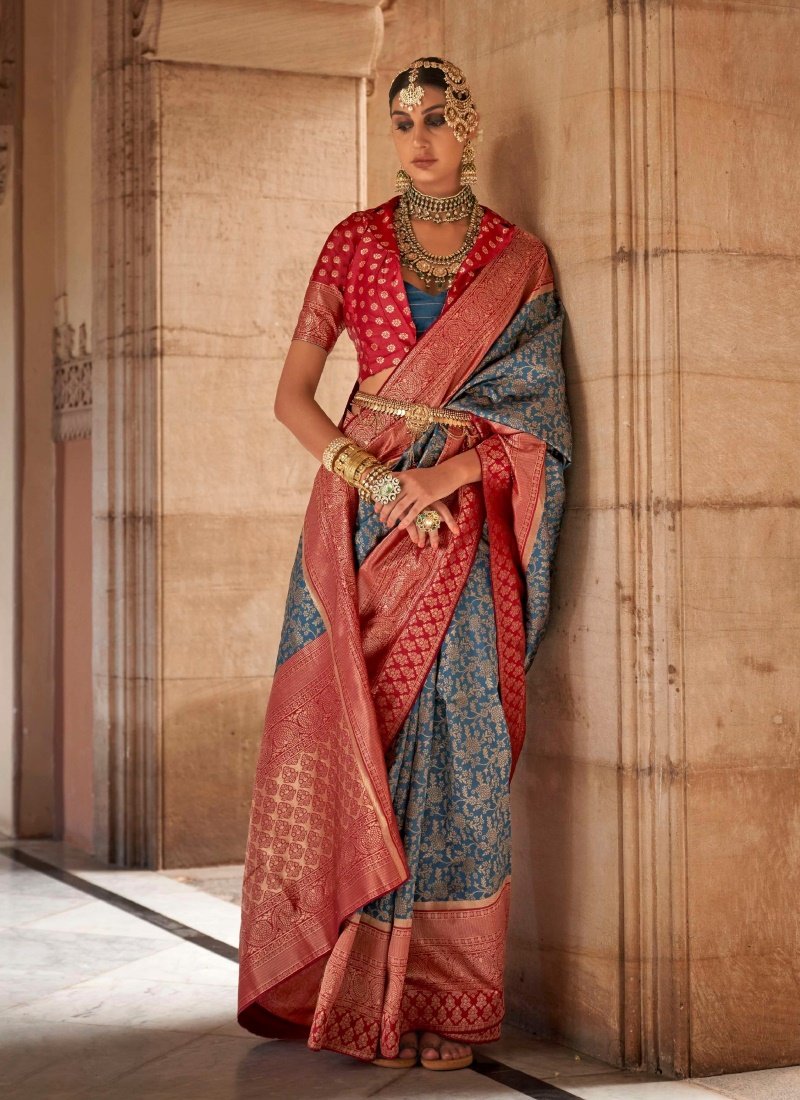 Blue Banarasi Silk Saree