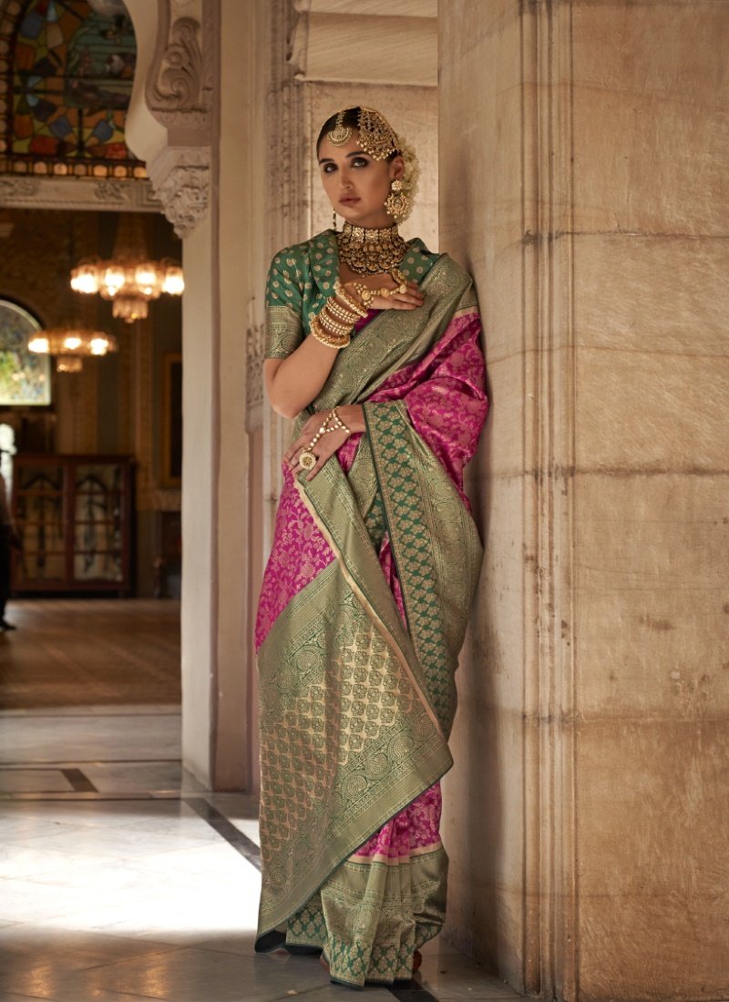 Pink Banarasi Silk Saree