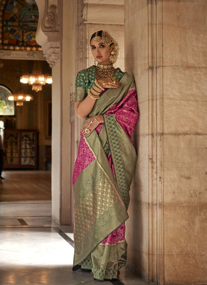 Pink Banarasi Silk Saree