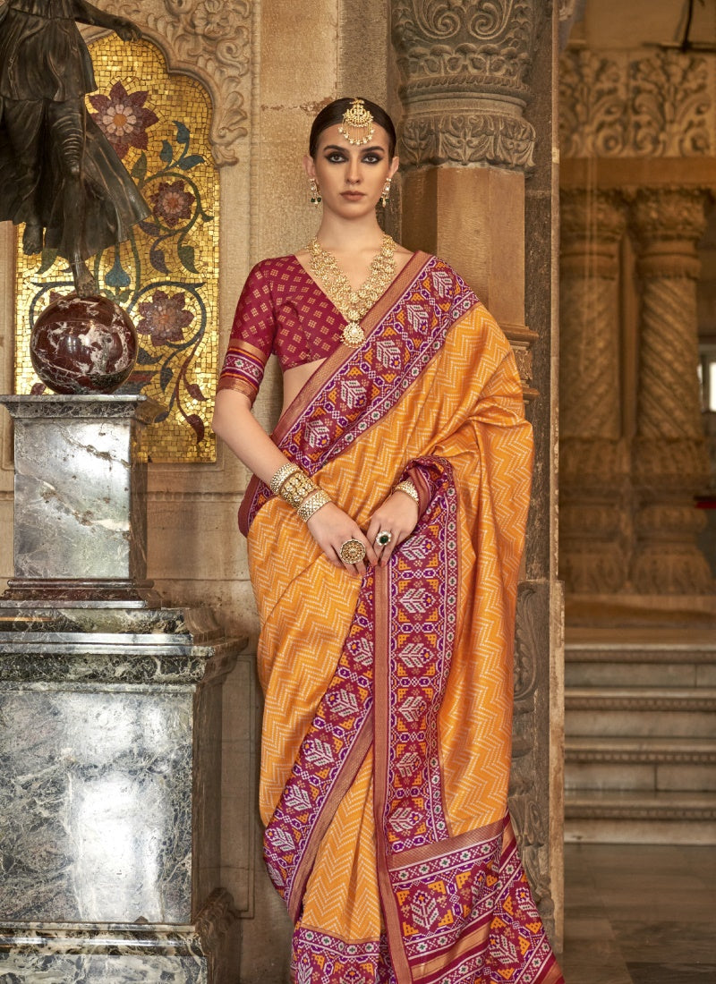 Yellow Banarasi Silk Saree