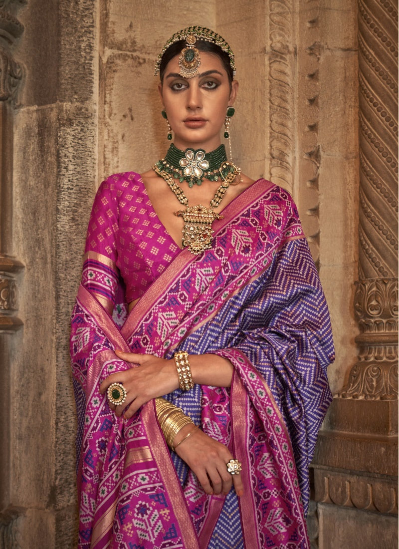 Violet Banarasi Silk Saree-2