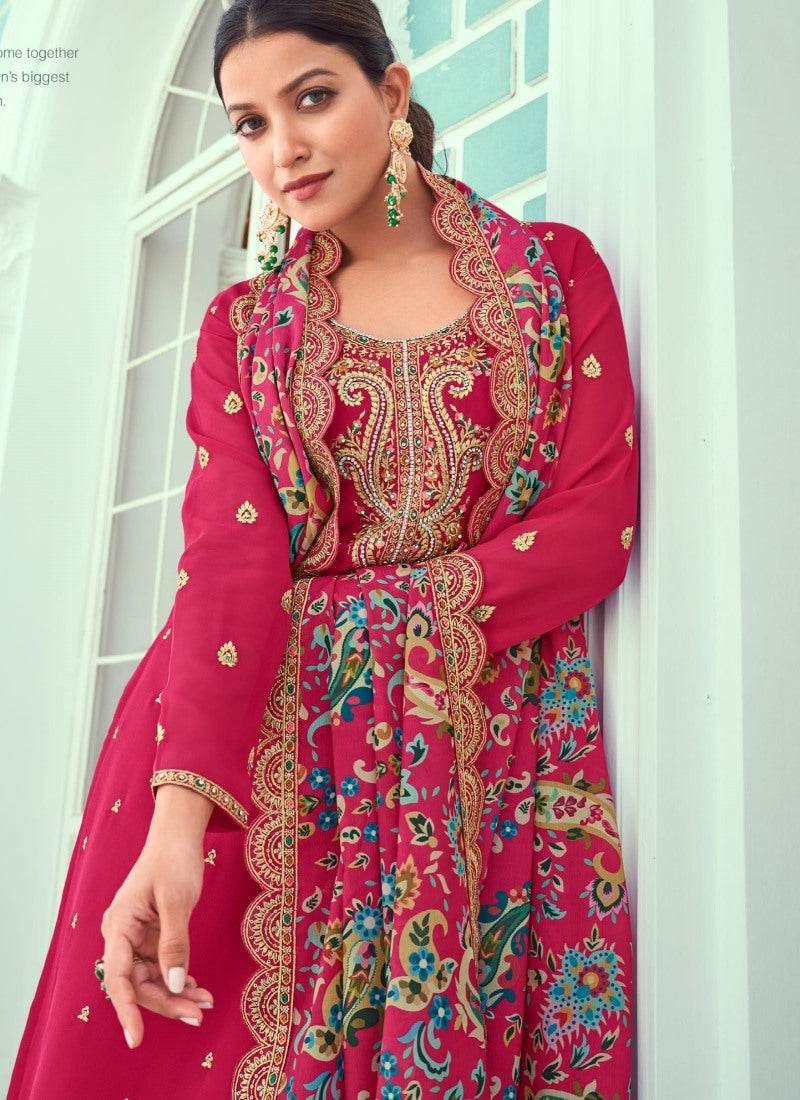 Sea Green Long Straight Cut Salwar Suit With Embroidery Work