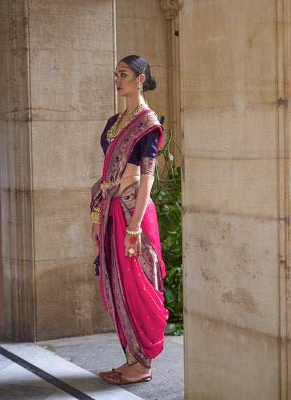 Pink Silk Paithani Saree-2