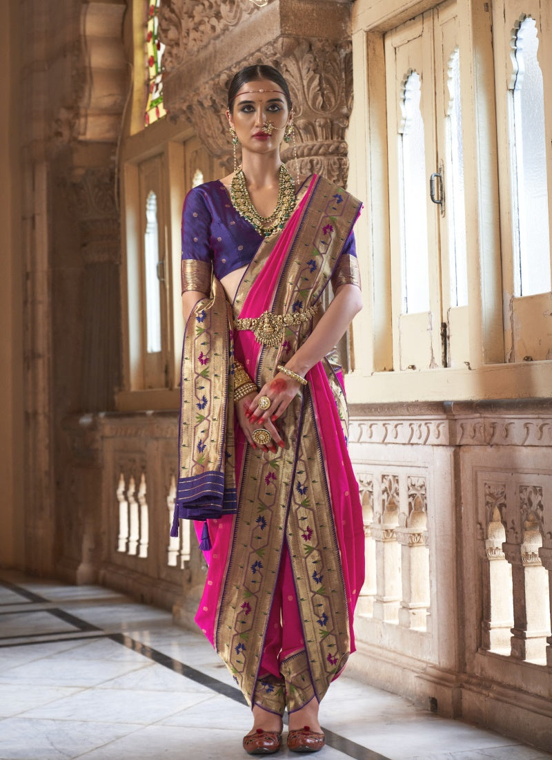 Pink Silk Paithani Saree-2