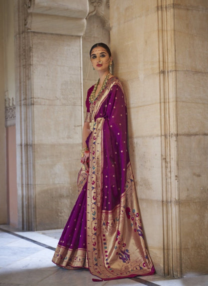 Purple Silk Paithani Saree