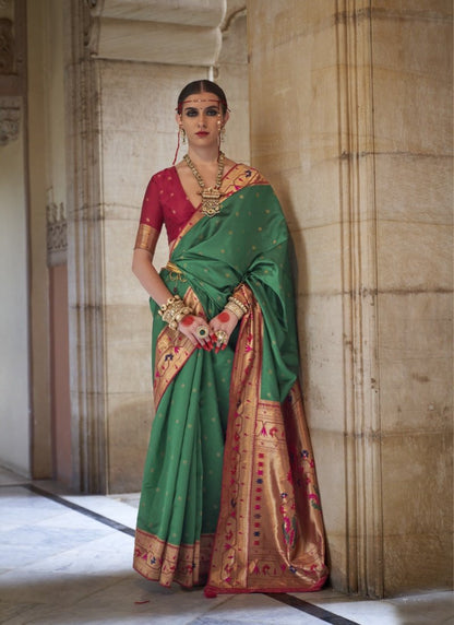 Green Silk Paithani Saree-2