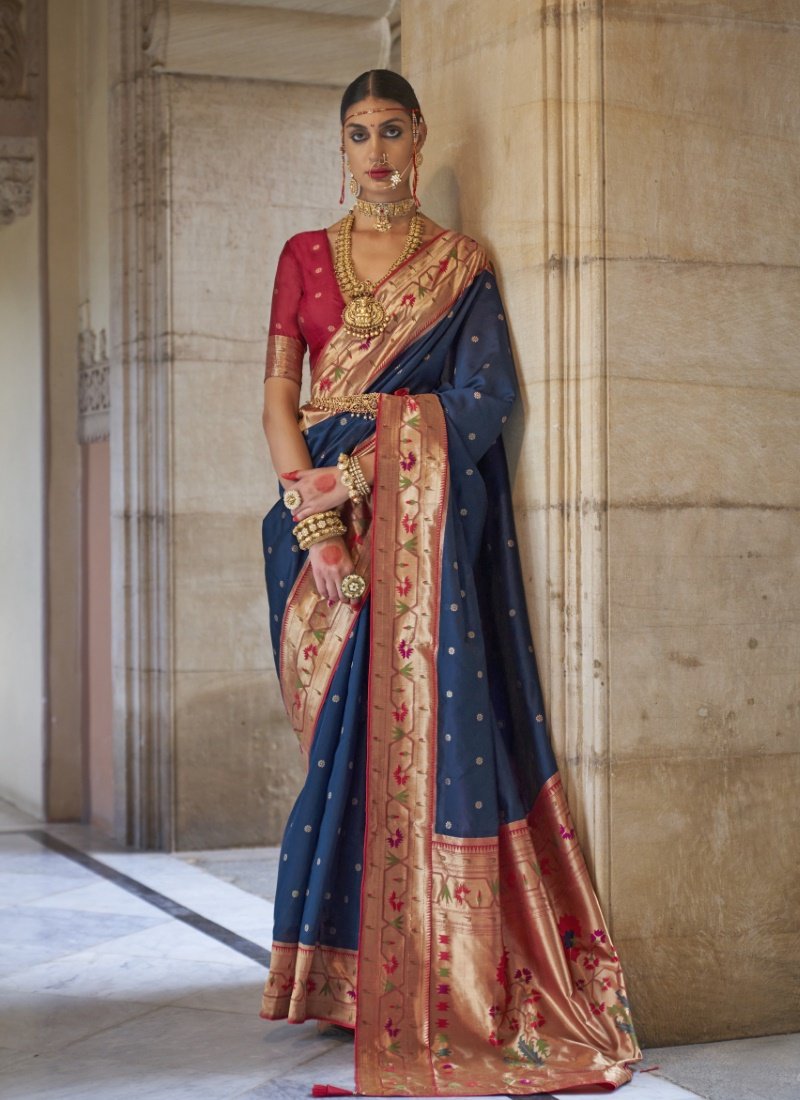 Blue Silk Paithani Saree