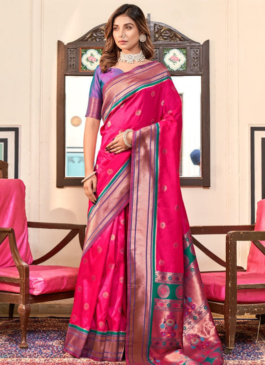 Magenta Peshwai Silk Paithani Saree