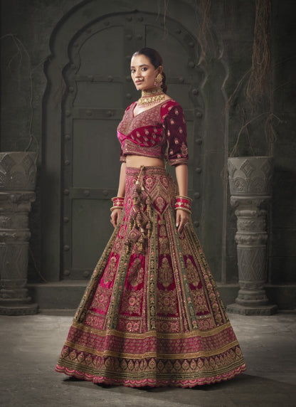 Pink Lucknowi Bridal Lehenga Choli With Embroidery, Thread Work and Sequins Work