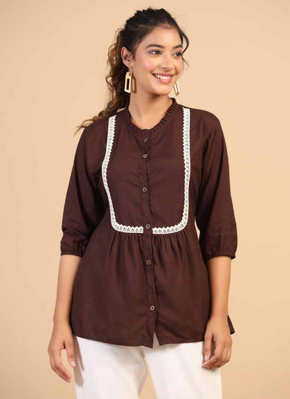 Maroon Rayon Embroidered Tunic