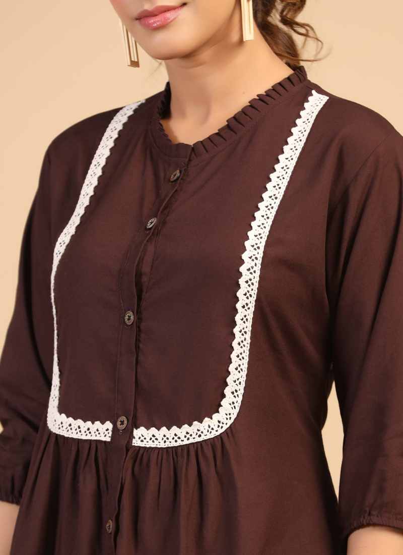 Maroon Rayon Embroidered Tunic-2