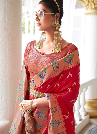 Red Silk Paithani Saree-2