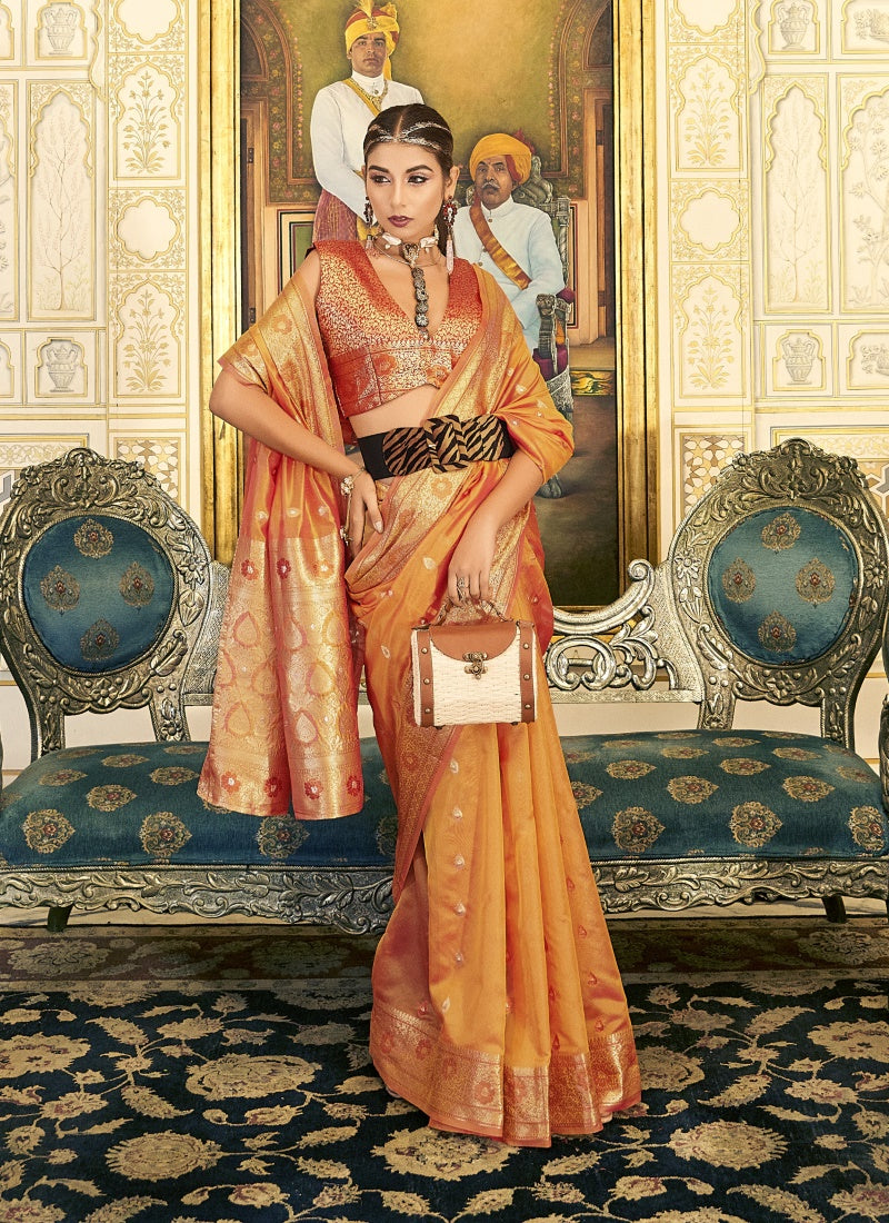 Yellow Silk Saree With Resham Work-2