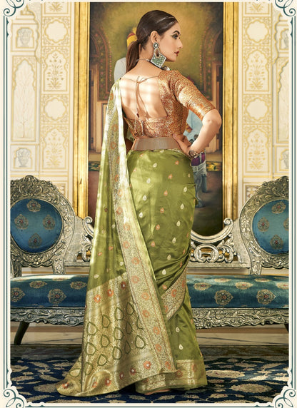 Pista Green Silk Saree With Resham Work-2