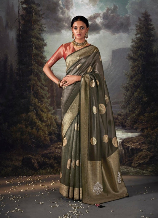 Black Pure Banarasi Silk Saree With Resham Work and Zari, Stone Work