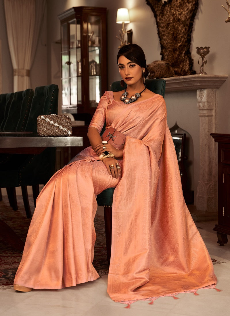 Peach Kanchivaram Silk Saree-2