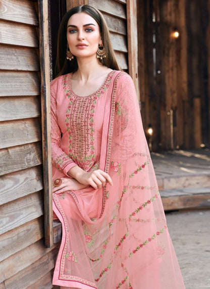 Pink Anarkali Suit With Embroidery Work