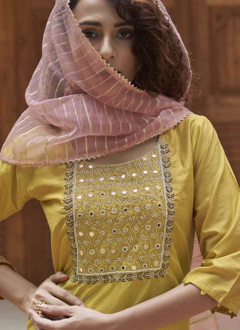 Yellow Pant Style Salwar Suit-2