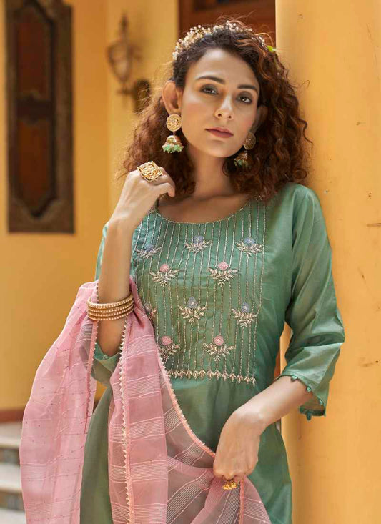 Green Pant Style Salwar Suit