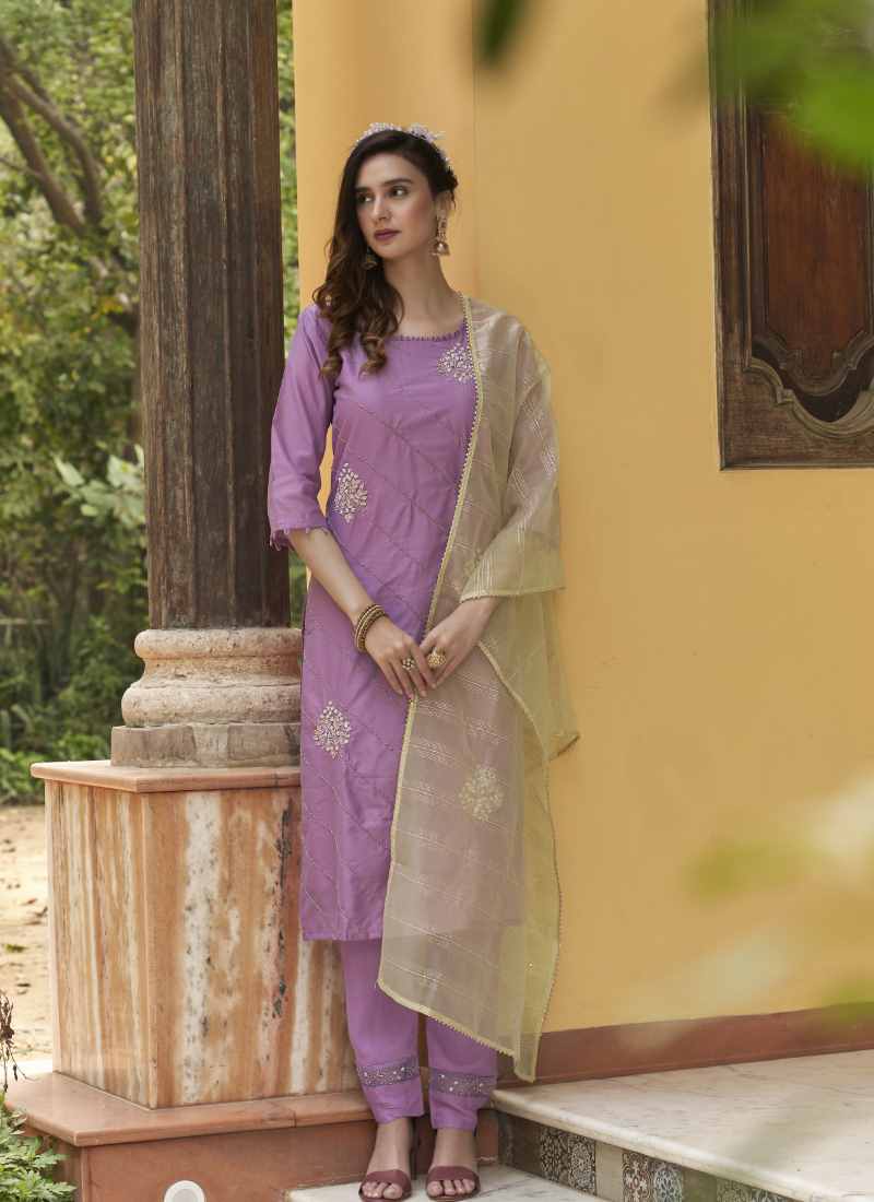 Lavender Pant Style Salwar Suit