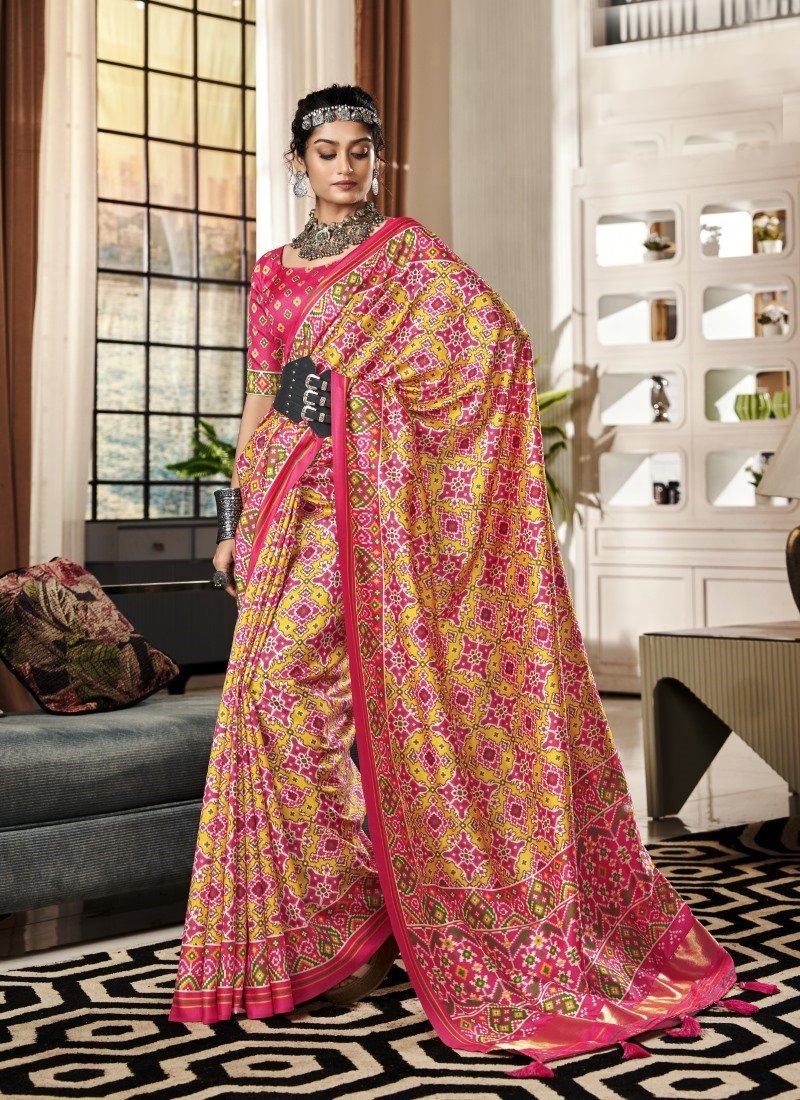 Pink Patola Saree with Lagadi Patta Pallu