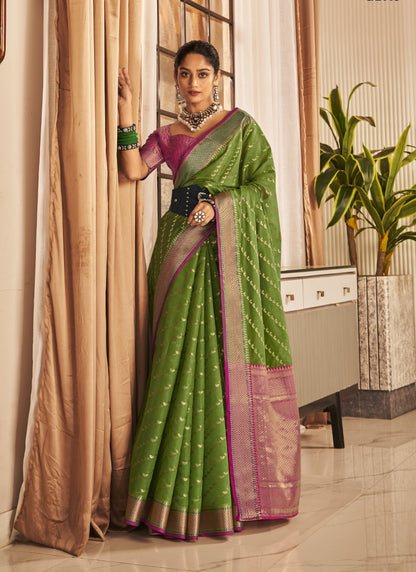 Green Banarasi Silk Saree