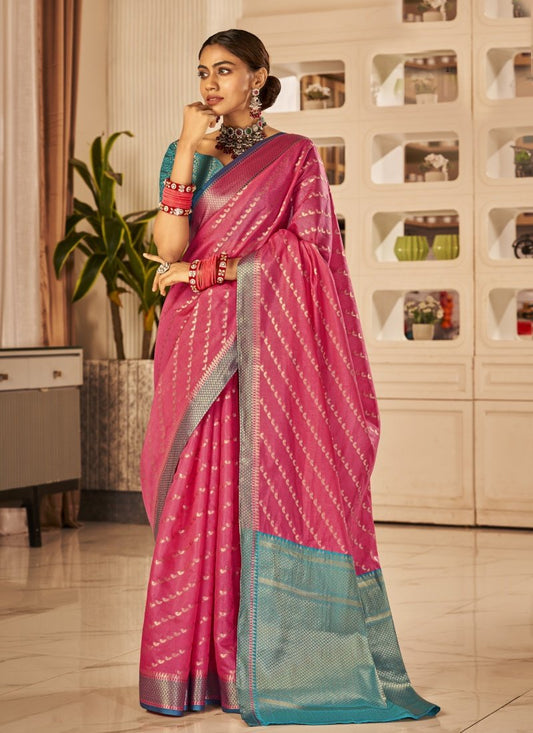 Pink Banarasi Silk Saree