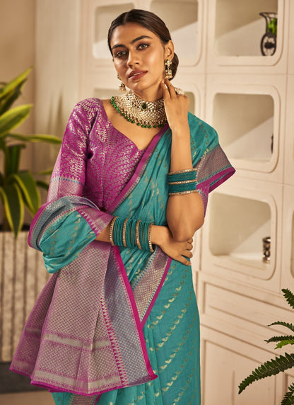 Sea Green Banarasi Silk Saree-2