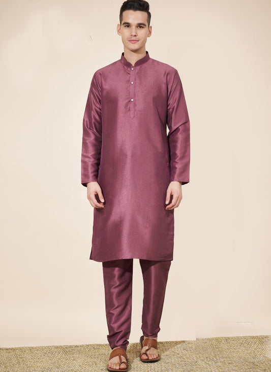 Maroon Pure Silk Kurta Pajama