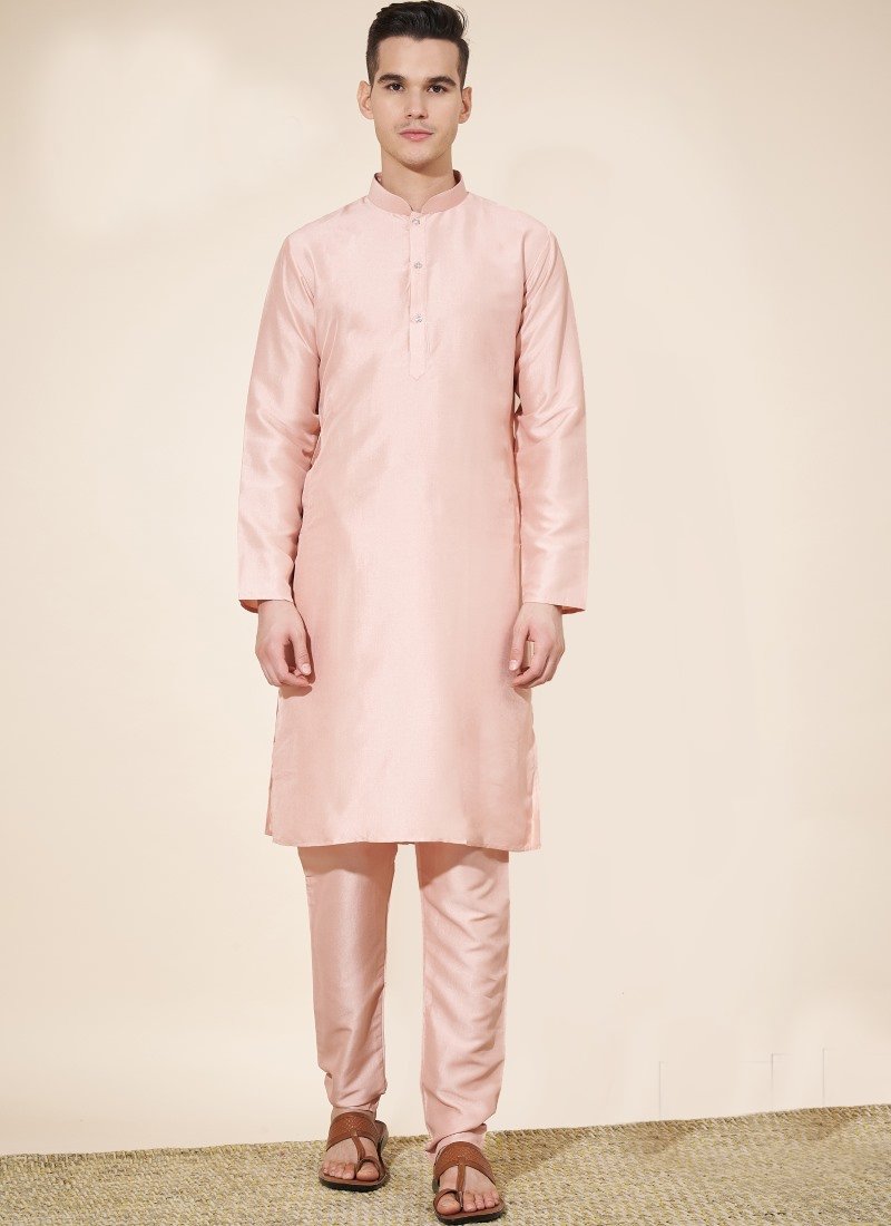 Pink Pure Silk Kurta Pajama