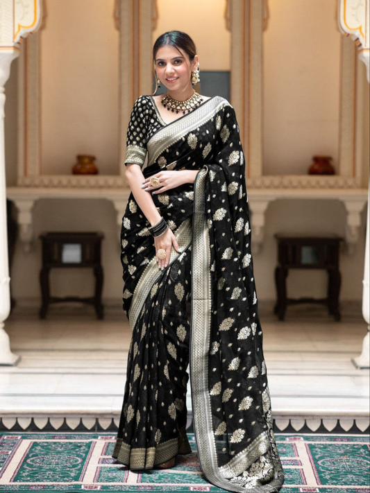 Black Banarasi Soft Silk