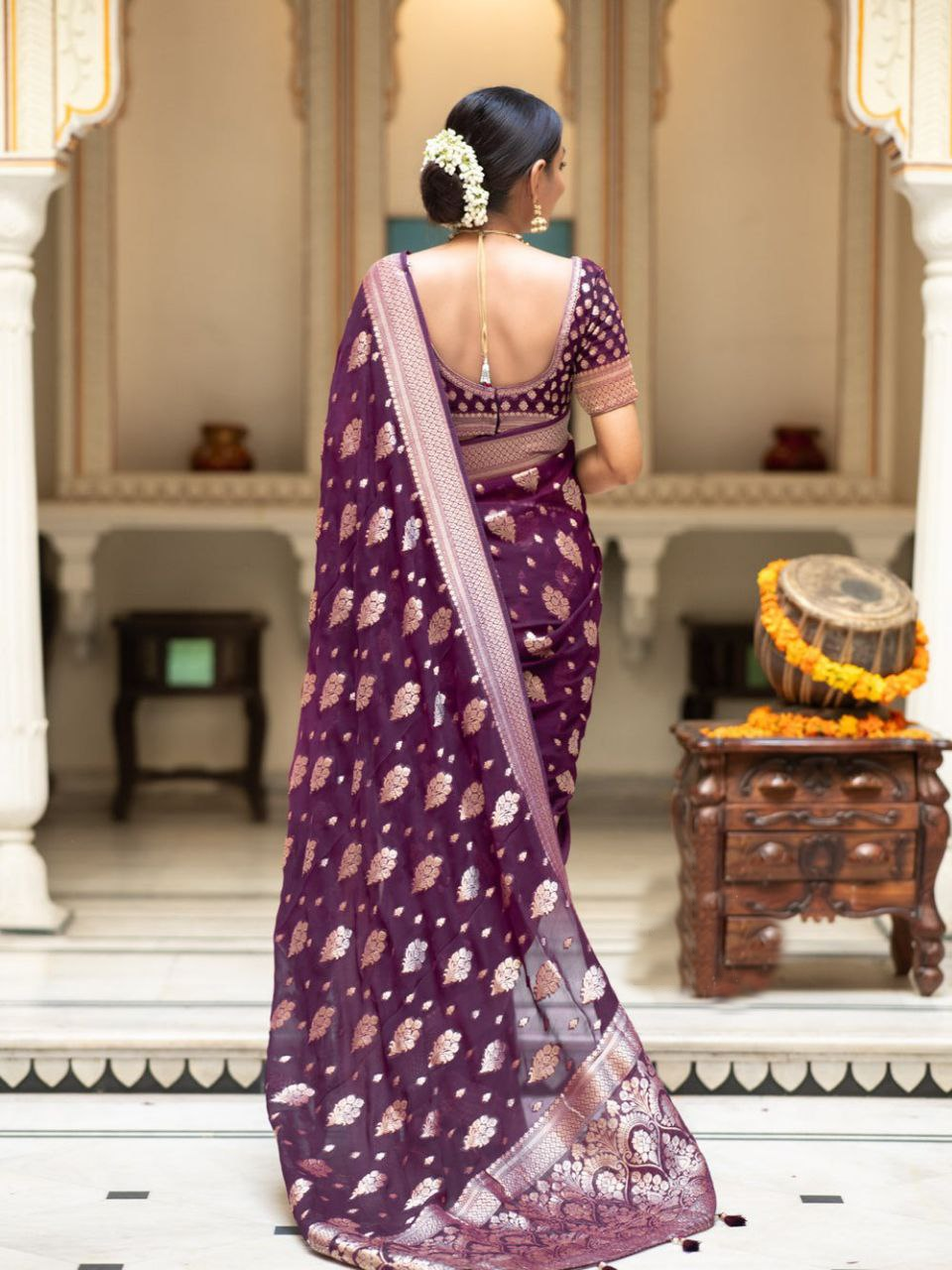 Purple Banarasi Soft Silk