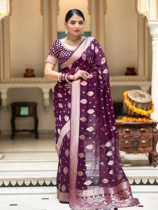 Purple Banarasi Soft Silk