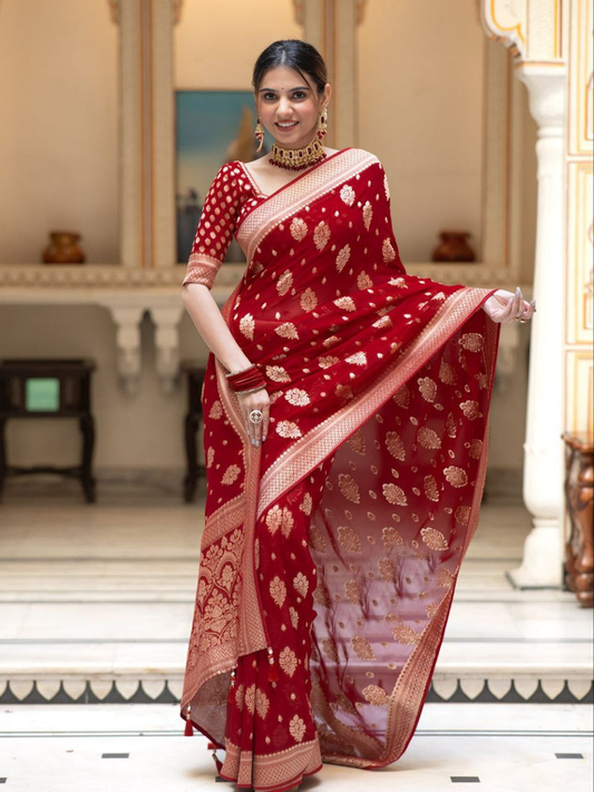 Red Banarasi Soft Silk