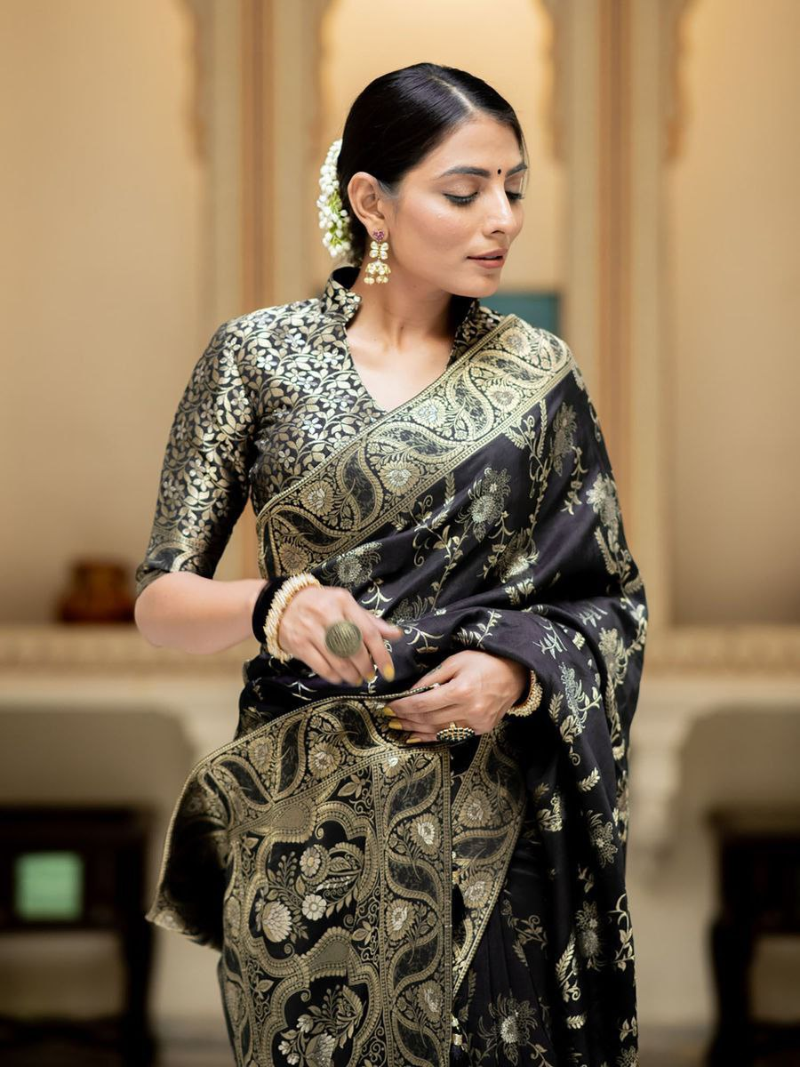 Black Banarasi Silk Saree