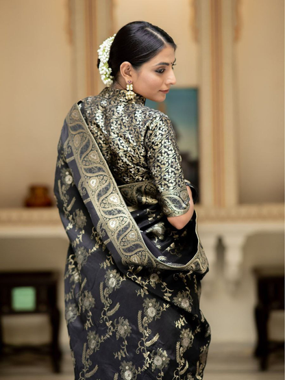 Black Banarasi Silk Saree