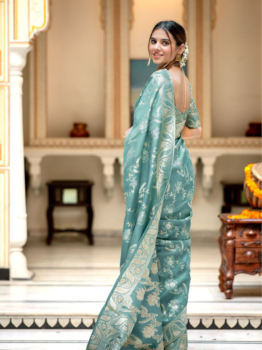 Blue Banarasi Silk Saree