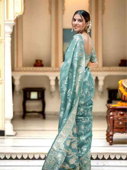 Blue Banarasi Silk Saree