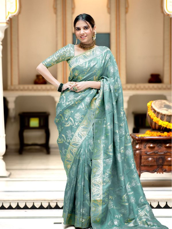 Blue Banarasi Silk Saree