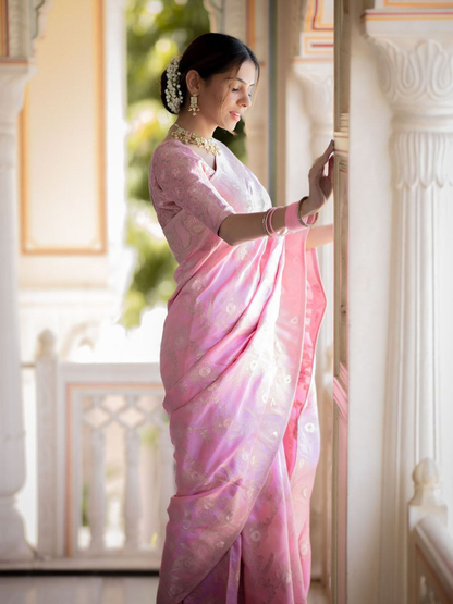 Pink Banarasi Silk Saree