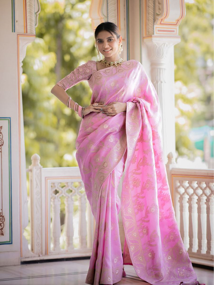 Pink Banarasi Silk Saree