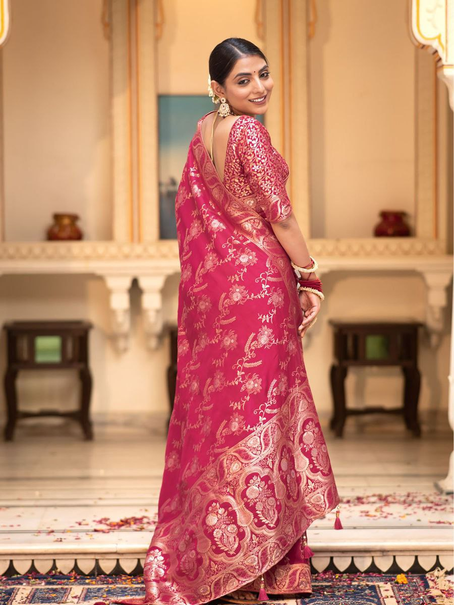 Pink Banarasi Silk Saree