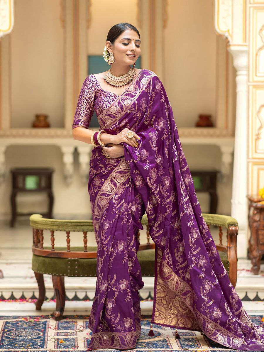 Purple Banarasi Silk Saree