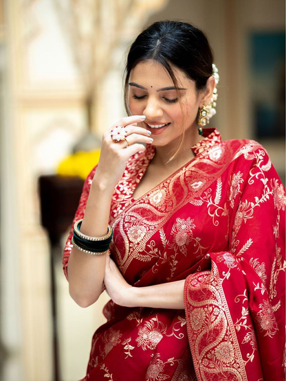 Red Banarasi Silk Saree