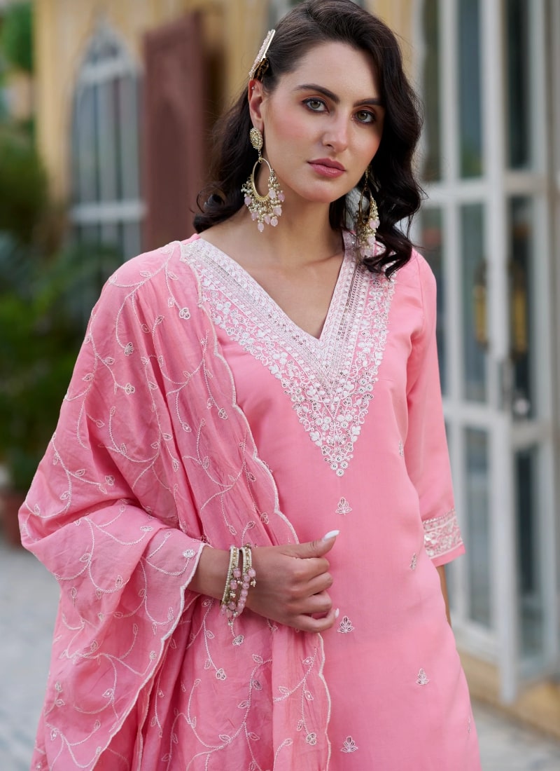 Pink Silk Salwar Suit With Embroidery Work-2