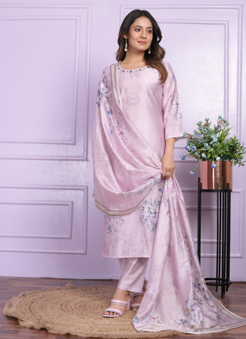 Pink Silk Salwar Suit With Embroidery Work-2