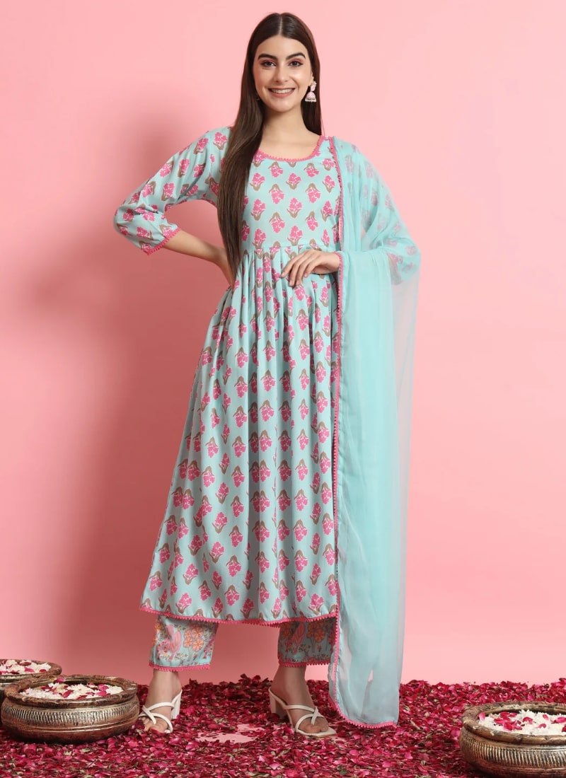 Blue Designer Function Wear Readymade Salwar Suit