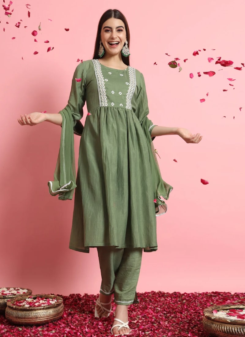 Green Designer Function Wear Readymade Salwar Suit