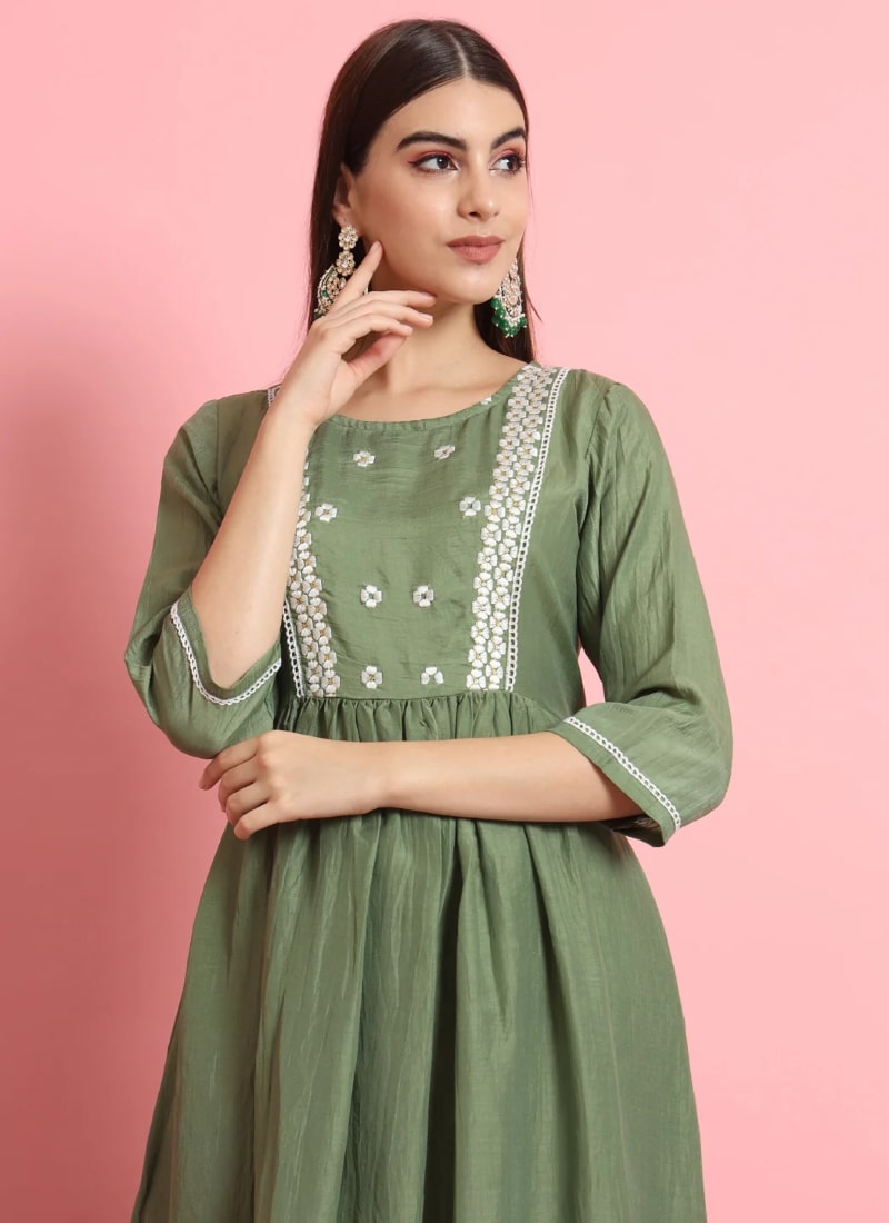 Green Designer Function Wear Readymade Salwar Suit